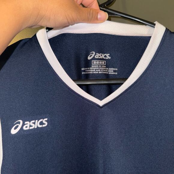 Asics Girls Junior Mintonette Long Sleeve Tee Size Medium Navy/White Volleyball - Picture 2 of 7